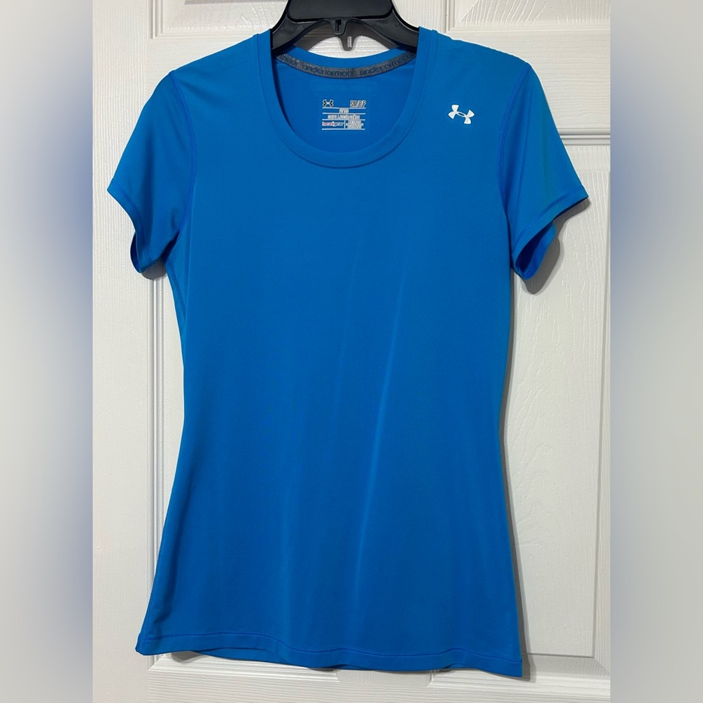 Under Armour Womens Blue Heat Gear Fitted Top S